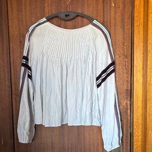 Ulla Johnson light blue  Blouse with Striped Sleeves size M